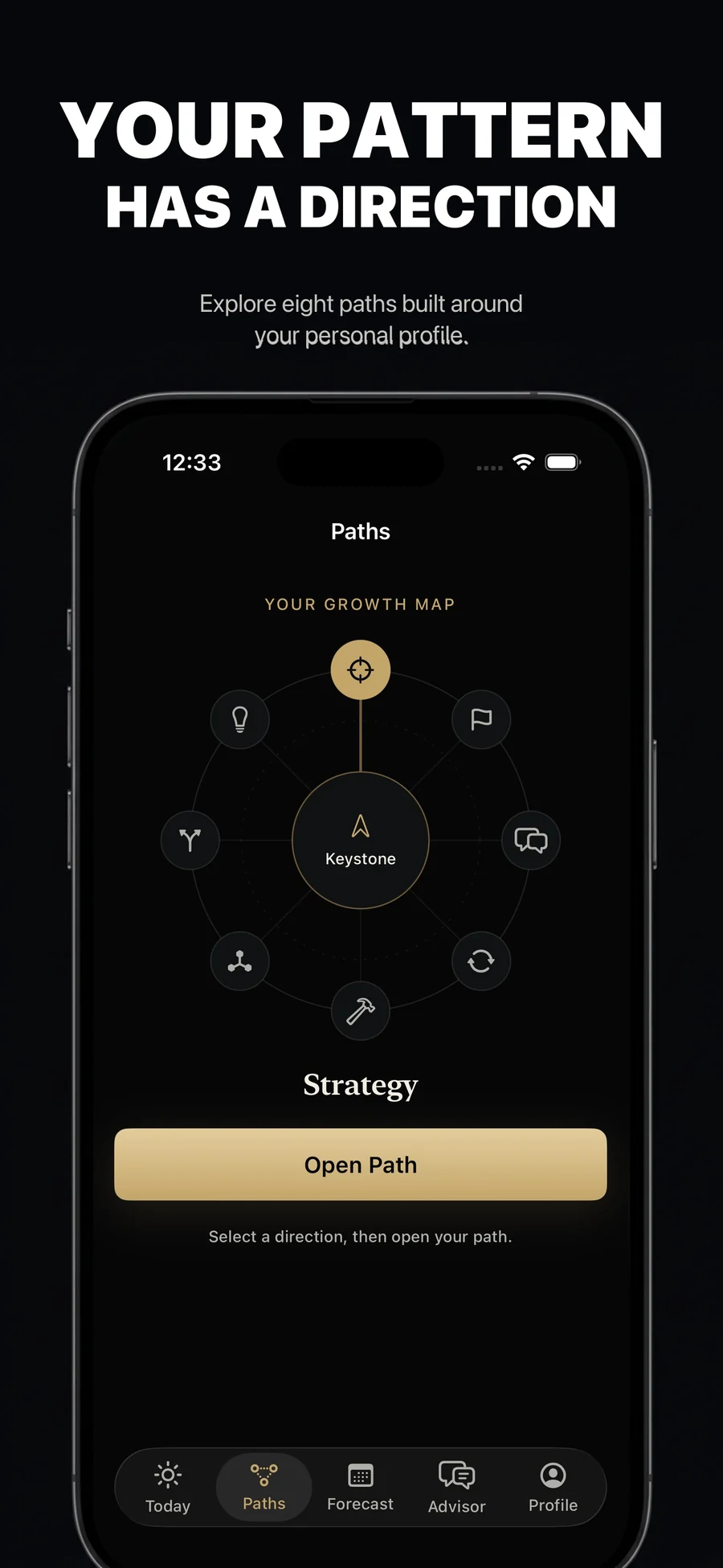 Astra Development Map with Strategy selected and a separate Open Path button